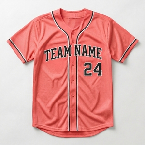 Camiseta de Béisbol Personalizada Premium de Coral para Hombre, Manga Corta, Espalda de Malla, Nombre, Número, Camiseta de Equipo, Hecha en Pakistán - Product Image 1