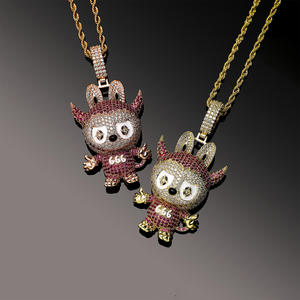 Colgante de Diamante Moissanita con Diseño de Conejo de Dibujos Animados, Chapado en Oro Sólido, Joyería Hiphop, Bonito y Único, Unisex, para Uso Diario - Product Image 1