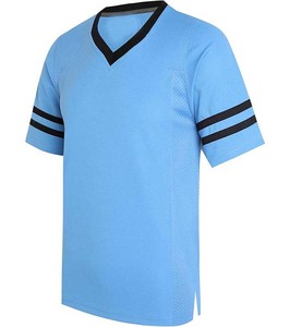 เสื้อฟุตบอลคอวีสีฟ้าอ่อนสำหรับผู้ชาย แขนสั้น ผ้าตาข่ายระบายอากาศ โพลีเอสเตอร์ ชุดกีฬา ผู้ใหญ่ ทรงปกติ - Product Image 1