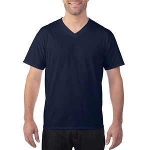 T-shirt blanc pour homme à col en V, manches courtes, coupe classique, 100% coton jersey, couleur unie, design simple, t-shirt à col en V - Product Image 5