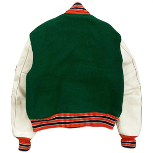 Vestes personnalisées de style universitaire en laine, cuir et coton, coupe-vent, col montant - Product Image 2