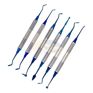 Ensemble de 6 instruments chirurgicaux orthopédiques manuels en titane doré pour composite ionomère, avec cassette bleue, haute qualité - Product Image 3