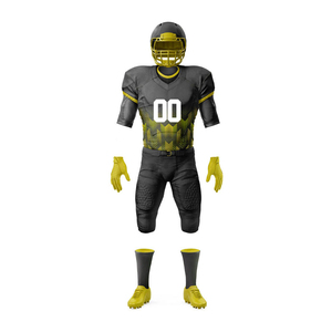 Maillot de football américain col en V manches courtes anti-humidité ajusté unisexe uniforme sublimé noir et jaune 100% polyester - Product Image 6
