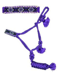 Top Trending <b>Woven</b> Purple Nylon <b>Mule</b> Tape Halter With Beaded Nose Wholesale manufacturer - Product Image 1