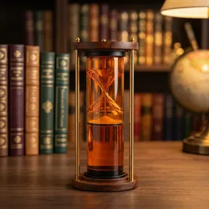 Reloj de Arena Grande Naranja con Marco de Madera Vintage, Decorativo y Silencioso, para Hogar, Cocina, Oficina o Escritorio - Product Image 5