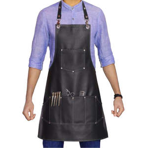 Delantales de Barbero Estilo Babero de Cuero Verde, Correas de Cuero PU Personalizadas, Delantales Multiusos Unisex para Cocina, Bar, Restaurantes, Delantales de Trabajo - Product Image 2