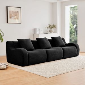 Divano a 3 Posti Senza Struttura in Spugna ad Alta Densità 32D, Design Antiscivolo, Braccioli Curvi, Alta Qualità per Soggiorno - Product Image 1