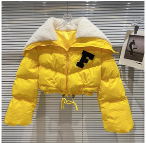 Manteau d'hiver matelassé pour femme 2022, en fausse fourrure, coupe courte, grande taille, style bomber, doudoune - Product Image 4