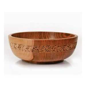 Elegant Wooden Serving Bowl Contemporary Round Dish for Salad <b>Pasta</b> Snacks & Decorative Table Presentation - Product Image 5