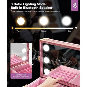 Tavolo Portatile per Manicure con Luce a 3 Colori e Altoparlante, Scrivania Pieghevole per Tecnici delle Unghie, Valigetta da Viaggio per Professionisti delle Unghie - Product Image 3