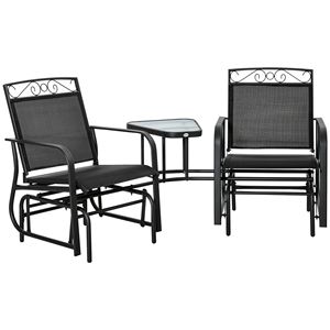 Sedia a dondolo da esterno a 2 posti con tavolino, design traspirante per veranda e giardino, ideale per il giardino di casa, per donna - Product Image 1