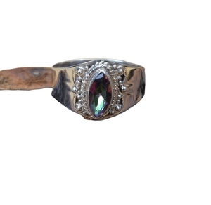Topaze bleue ovale sertie en clos, plaqué or rose, argent 925, vintage, cadeau de fiançailles, pierre de naissance de novembre, pour elle - Product Image 1