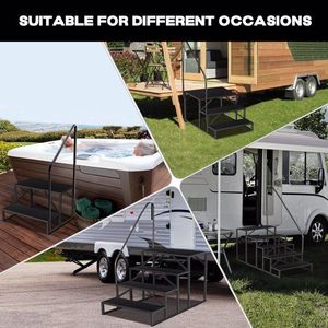 5 Step RV Stairs with Handrail 660 Lbs Load Capacity Anti Slip Panel Mobile Home Travel Stairs RV Parts & Accessories - Product Image 5