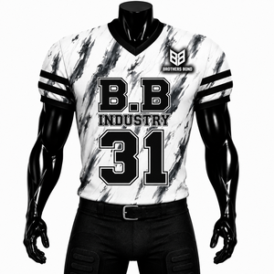 Camiseta de Fútbol Blanca y Gris de Poliéster Sublimado al por Mayor, Transpirable, con Malla que Absorbe la Humedad, Cuello en V, Manga Corta, B.B.I - Product Image 1