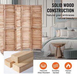 6-Panel 66.9-Inch Tall Portable Wood Room Divider Indoor Louvered Partition with Art Style Folding Privacy <b>Screen</b> for Decoration - Product Image 4