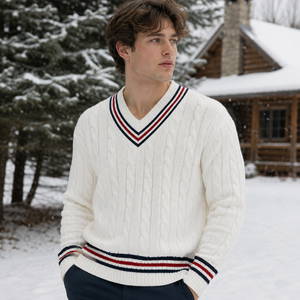 Pull col V 100 % coton personnalisé avec logo avant/arrière, anti-rétrécissement, respirant, marque privée, OEM, vente en gros pour hommes - Product Image 2