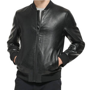 Chaquetas de Cuero para Hombre a la Moda, Chaquetas de Cuero Cortas Estilo Motociclista para Atuendos Casuales - Product Image 1
