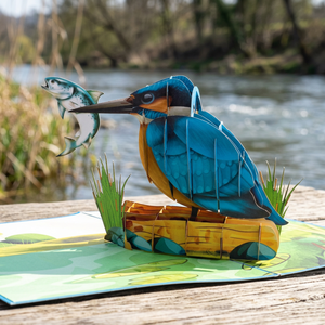 Tarjeta Pop-Up 3D de Pájaro Pescador, Diseño Personalizado, Hecha a Mano, Arte en Papel Recortado, Hecho en Hanói, Logotipo Animal, Día de la Madre - Product Image 2