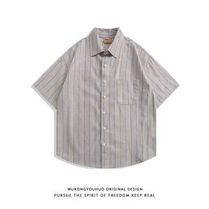 เสื้อเชิ้ตผู้ชายผ้าซาตินโพลีเอสเตอร์/คอตตอนถักทอระบายอากาศสำหรับฤดูร้อน น้ำหนัก 160 กรัม แบบลำลอง ป้องกันรอยยับ กระดุมเดี่ยว ปกคอพับได้ - Product Image 3
