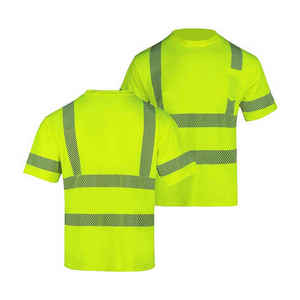 Chemise de travail réfléchissante à manches courtes noire pour hommes, uniforme en polyester haute visibilité - Product Image 5