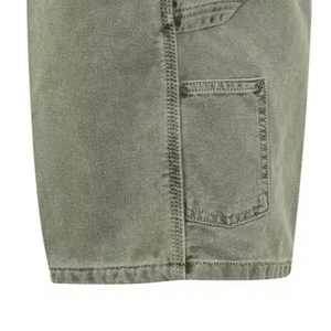 Short cargo long ample en sergé de coton pour homme, avec fermeture éclair, six poches, en pur coton - Product Image 6