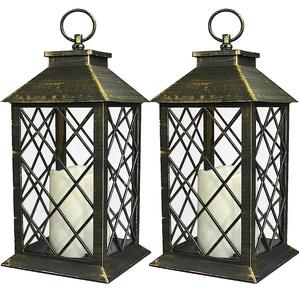 Farol Marroquí Clásico de Hierro en Color Dorado Antiguo, Portavelas de Diseño Clásico para Jardín y Sala de Estar - Product Image 1