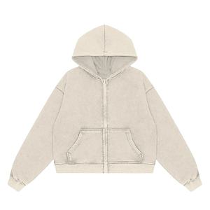 Sudaderas con capucha transpirables de lavado ácido de primera muesca, sudadera recortada de gran tamaño personalizada, sudadera con bolsillo de peso pesado en blanco Boxy Fit para hombre - Product Image 5
