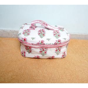 New Arrival Wholesale Handcrafted Tassel Printed Pure 100% Cotton Zipper Closure Small Eco-Friendly Cosmetic Organizer Bag - Product Image 3