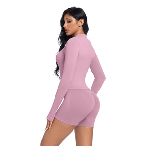 Wholesale Women's Three-Piece Gym Wear Tracksuit with Full-Zip Running Jacket <b>Crop</b> <b>Top</b> & Yoga Shorts-Skinny Fit Front Logo - Product Image 1