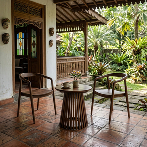 Modern Terrace Durable Solid Teak Water Resistant Nusa Slatted <b>Coffee</b> <b>Table</b> Outdoor Accent <b>Table</b> <b>Walnut</b> Finish - Product Image 5