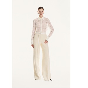 กางเกงลำลองแฟชั่นสูงสำหรับผู้หญิง AMARA WIDE-LEG TROUSERS สไตล์มินิมอล ODM ซิปหน้าติดกระดุม - Product Image 1