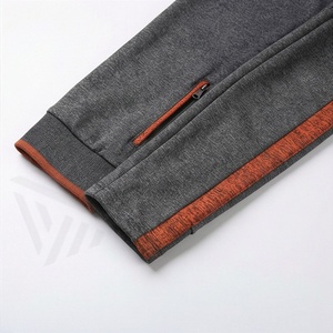 Survêtement gris et orange pour homme, fermeture éclair intégrale, col montant, vêtements de sport décontractés, respirant, polyester et coton, pour l'automne - Product Image 3