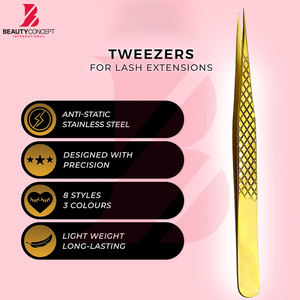 1 Pinza de Acero Inoxidable Color Dorado con Punta Recta para Extensión de Pestañas, Herramienta de Maquillaje - Product Image 3
