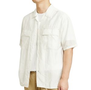 Chemises à col cubain en coton pour hommes Chemises à col cubain pour hommes style estival avec patchs personnalisés de qualité supérieure avec poches - Product Image 1