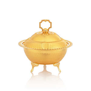 Jarra de Crema y Tazón para Dátiles de Metal Estilo Americano con Grabado Dorado, Ecológico, Capacidad de 1L, para Servir Frutos Secos en Bodas y Hoteles - Product Image 4