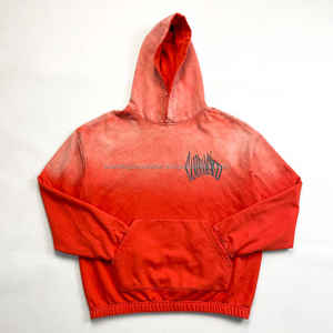 Sudadera con capucha lavada al sol recortada personalizada de los fabricantes Sudadera con capucha pulóver gráfico rojo de gran tamaño Sudadera con capucha lavada con ácido vintage desgastada para hombres - Product Image 5