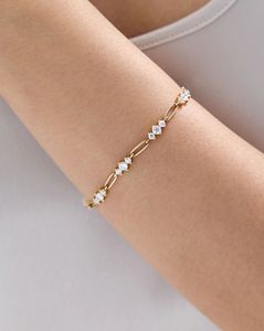 Bracelet maille trombone en or jaune 9K 10K 14K 18K avec diamants CVD VVS DEF de laboratoire certifiés, pour femme - Product Image 3