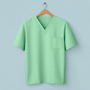 High Quality Unisex Nurse <b>Scrub</b> Tops 100% Cotton Knitted Fabric Comfortable Breathable Customizable Color & Logo - Product Image 3