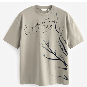 Light Blue Men's T-Shirt Short Sleeve O-Neck Letter Pattern Casual 100% Cotton jersey Fabric Loose Fit Anti-Wrinkle Breathable - Product Image 1