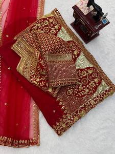 TENNECY Faux Georgette Floor-Length Reversible Stretchable Wrinkle-Free Quick-Dry <b>Saree</b> <b>Blouse</b> Piece Duptta Women Traditional - Product Image 6