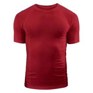 Camiseta Deportiva de Compresión de Manga Corta Roja para Hombre, Corte Ajustado, Secado Rápido, Cuello Redondo, Tejido Deportivo de Poliéster - Product Image 1
