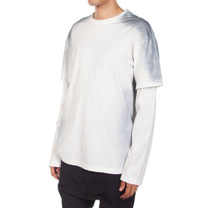 T-shirt décontracté pour homme en jersey 100 % coton double couche, respirant, 180 g, à manches longues, col rond, imprimé personnalisé, coupe oversize - Product Image 2