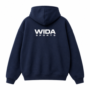 เสื้อฮู้ดดี้ผ้าฟลีซคอตตอนผสมโพลีเอสเตอร์สีน้ำเงินกรมท่าขนาดโอเวอร์ไซส์ 320 GSM แบบสั่งทำพิเศษ พร้อมโลโก้พิมพ์ลายบนหน้าอก - Product Image 2