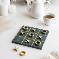Nouveau jeu de Tic Tac Toe en marbre poli, très populaire - Cadeau d'anniversaire moderne et luxueux pour enfants, plateau en pierre fait main de haute qualité