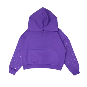 Sweat à capuche personnalisé pour homme, 260 g/m², à fermeture éclair, délavé à l'acide, uni, coupe oversize, avec logo en strass, noir, impression numérique, pour l'hiver - Product Image 6