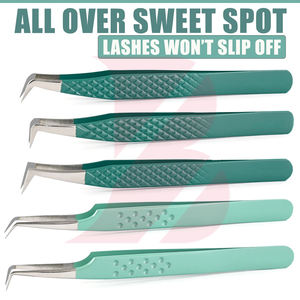 Pince à cils professionnelle Fiber Grip 90 degrés, antistatique, vert turquoise, pour volume intense et isolation - Product Image 5