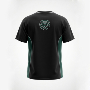 Custom Cut and Sew Paneled | Heavyweight <b>Black</b> and Green Mens T-<b>Shirt</b> - Product Image 3