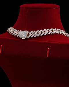 Cadena cubana Miami de plata maciza 925 con incrustaciones de moissanita VVS1, certificado GRA, probador de diamantes - Product Image 2