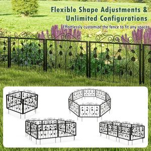 Confezione da 8 recinzioni Decorative in metallo resistente all'ruggine 23.5 ''(H) X 15,3 piedi (L) traliccio e cancelli con barriera per animali - Product Image 3