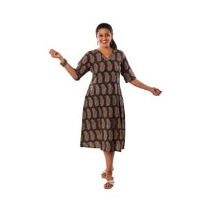 Robe une pièce noire Pure Ajrakh - Product Image 4